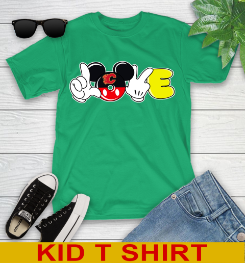 Calgary Flames NHL Hockey Love Mickey Disney Sports Youth T-Shirt 6