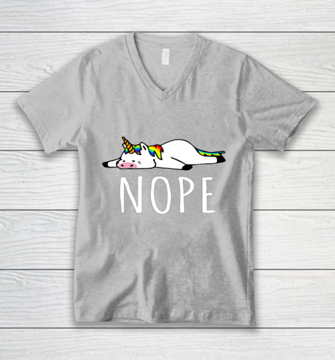 Nope Unicorn T Shirt Nah Not Gonna Do It Funny Lazy Gift V-Neck T-Shirt 3