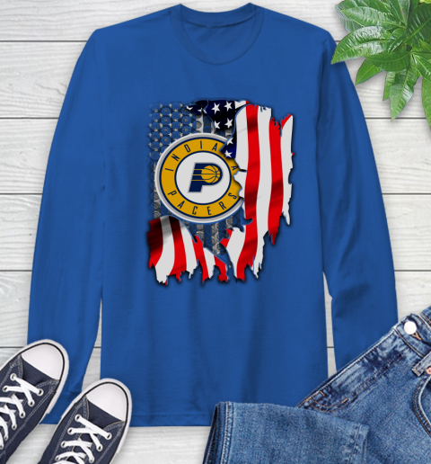 Indiana Pacers NBA Basketball American Flag Long Sleeve T-Shirt 10
