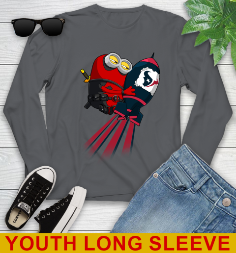 NFL Football Houston Texans Deadpool Minion Marvel Shirt Youth Long Sleeve 9