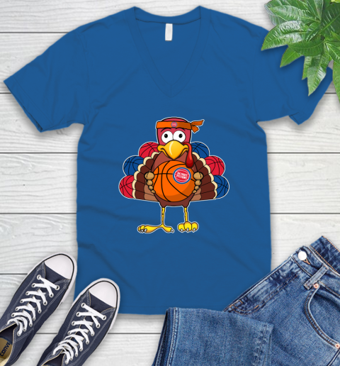Detroit Pistons Turkey thanksgiving day V-Neck T-Shirt 6