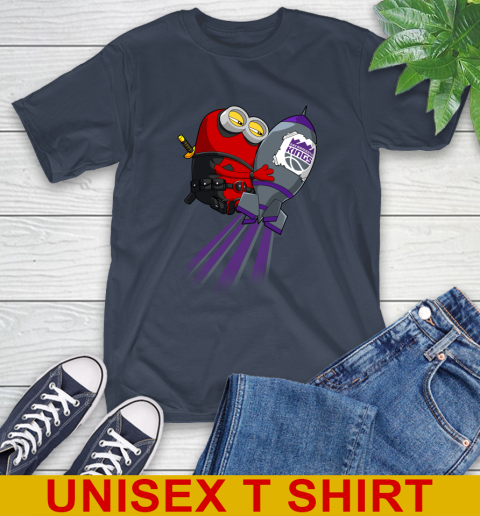 NBA Basketball Sacramento Kings Deadpool Minion Marvel Shirt T-Shirt - Image 4