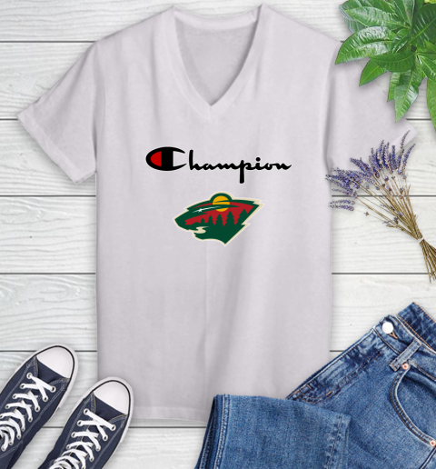 NHL Hockey Minnesota Wild Champion Shirt Women s V Neck T Shirt