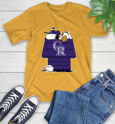 MLB Colorado Rockies Snoopy Woodstock The Peanuts Movie Baseball T Shirt T-Shirt 3