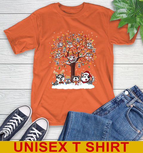 Husky dog pet lover light christmas tree shirt 145