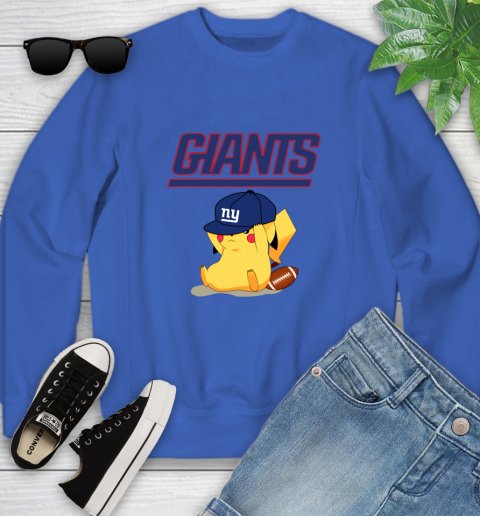 NFL Pikachu Football Sports New York Giants Youth Sweatshirt 8