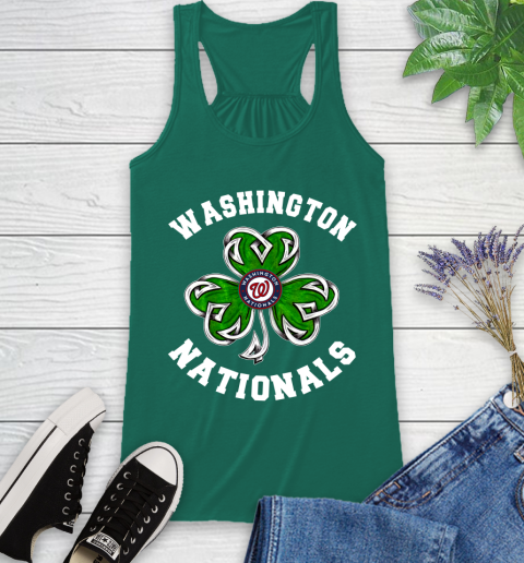 MLB Washington Nationals Three Leaf Clover St Patrick's Day Baseball Sports Racerback Tank 6