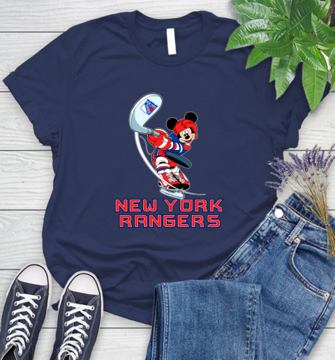 NHL Hockey New York Rangers Cheerful Mickey Mouse Shirt Women's T-Shirt 12