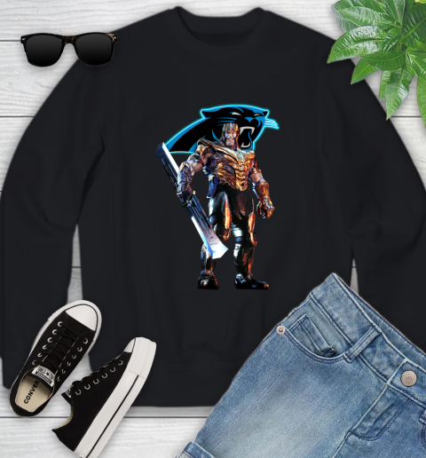 NFL Thanos Gauntlet Avengers Endgame Football Carolina Panthers Youth Sweatshirt 2
