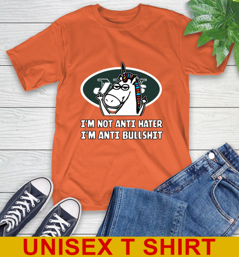 New York Jets NFL Football Unicorn I'm Not Anti Hater I'm Anti Bullshit T-Shirt 5
