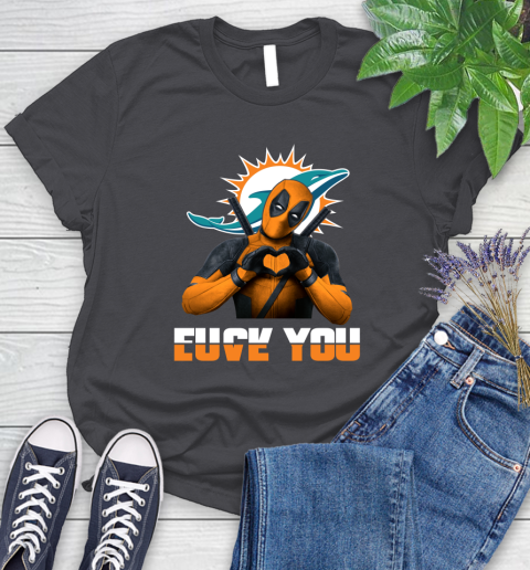 NHL Miami Dolphins Deadpool Love You Fuck You Football Sports Women's T-Shirt 8