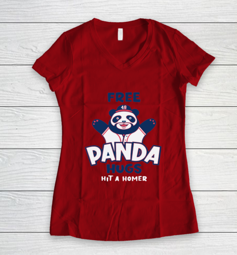 Free Panda Hugs Braves Women's V-Neck T-Shirt