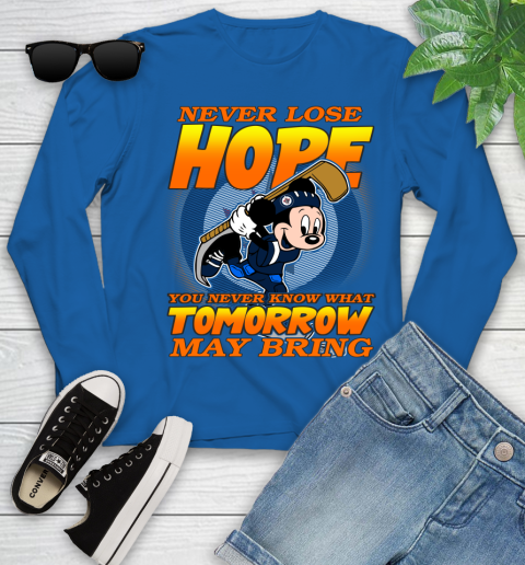 Winnipeg Jets NHL Hockey ootball Mickey Disney Never Lose Hope Youth Long Sleeve 10