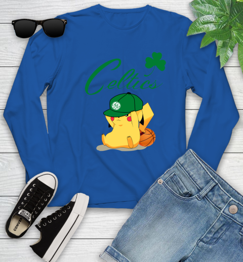 NBA Pikachu Basketball Sports Boston Celtics Youth Long Sleeve 9