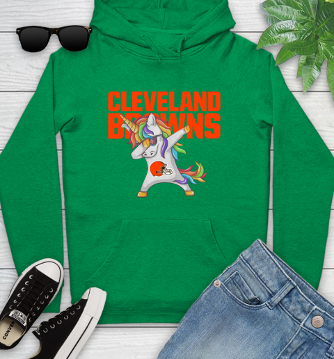 Cleveland Browns NFL Football Funny Unicorn Dabbing Sports Youth Hoodie 7