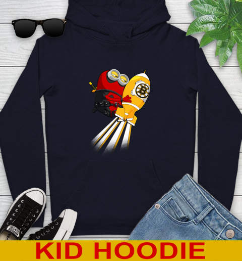 NHL Hockey Boston Bruins Deadpool Minion Marvel Shirt Youth Hoodie 3