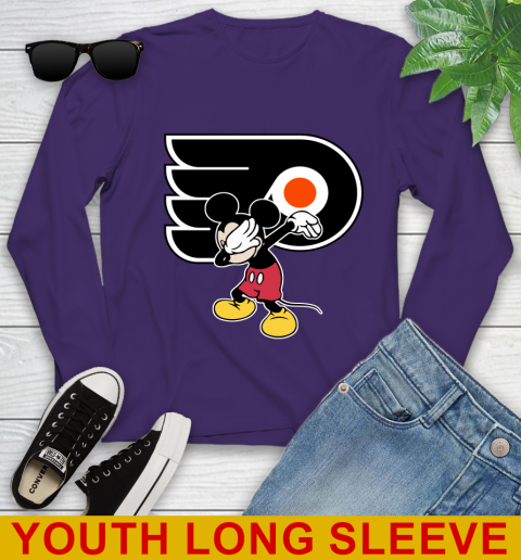 Philadelphia Flyers NHL Hockey Dabbing Mickey Disney Sports Youth Long Sleeve 5