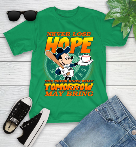 Seattle Mariners MLB Baseball Mickey Disney Never Lose Hope Youth T-Shirt 8