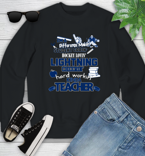 Tampa Bay Lightning NHL I'm A Difference Making Student Caring Hockey Loving Kinda Teacher Youth Sweatshirt