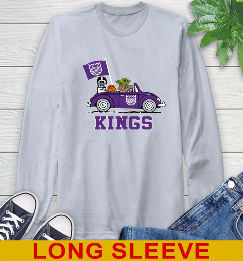 NBA Basketball Sacramento Kings Darth Vader Baby Yoda Driving Star Wars Shirt Long Sleeve T-Shirt 6