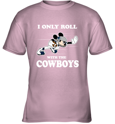 NFL Mickey Mouse I Only Roll With Dallas Cowboys Youth T-Shirt