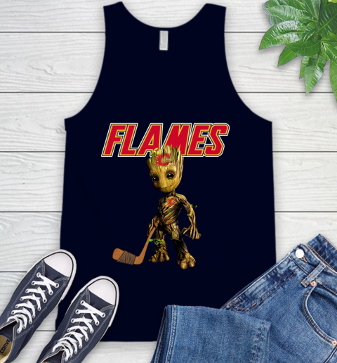 Calgary Flames NHL Hockey Groot Marvel Guardians Of The Galaxy Tank Top 3