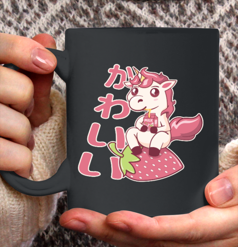 Strawberry Milk Shake Carton  Kawaii Chibi Unicorn Japanese Ceramic Mug 11oz