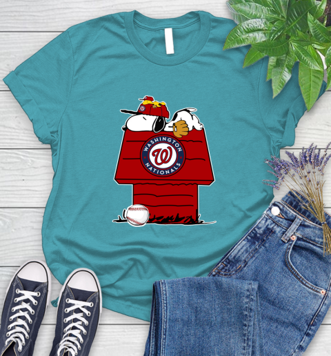 MLB Washington Nationals Snoopy Woodstock The Peanuts Movie Baseball T Shirt_000 Women's T-Shirt 12