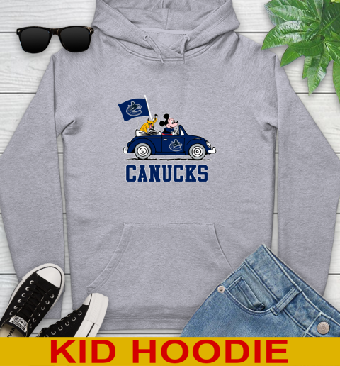 NHL Hockey Vancouver Canucks Pluto Mickey Driving Disney Shirt Youth Hoodie 6