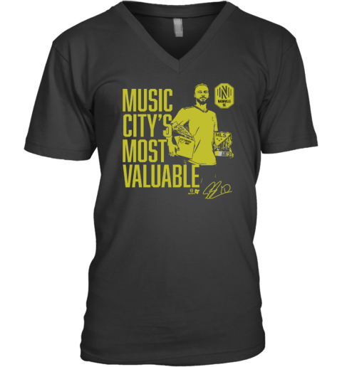 Nashville Sc Hany Mukhtar Music City's Most Valuable V-Neck T-Shirt