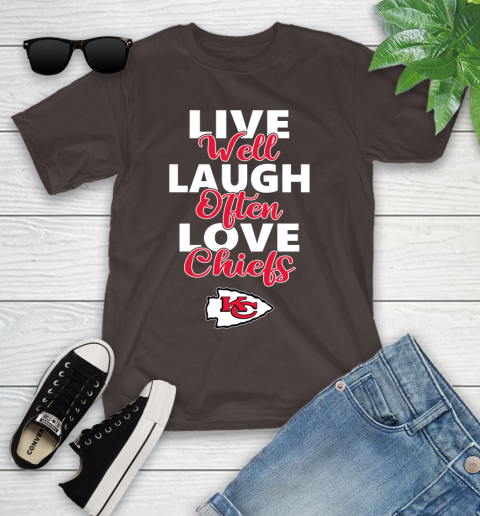NFL Football Kansas City Chiefs Live Well Laugh Often Love Shirt Youth T-Shirt 6