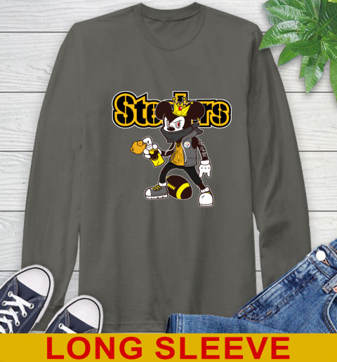 Pittsburgh Steelers NFL Football Mickey Peace Sign Sports Long Sleeve T-Shirt 8