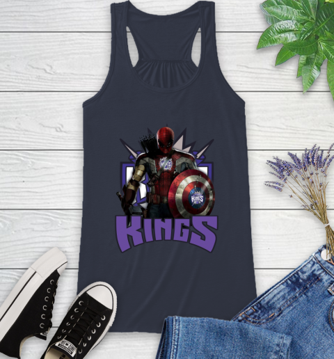 Sacramento Kings NBA Basketball Captain America Thor Spider Man Hawkeye Avengers Racerback Tank 12