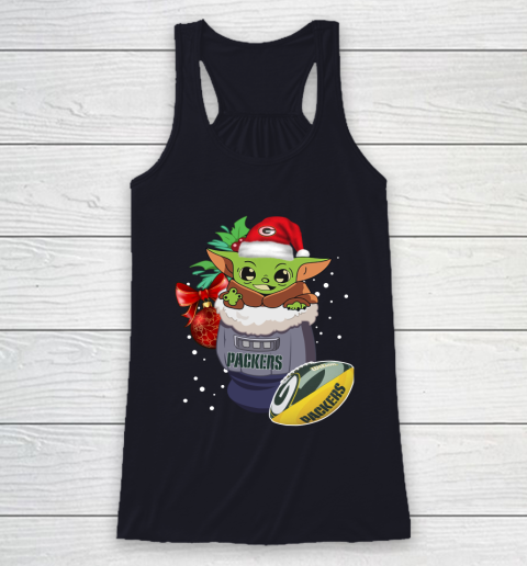 Green Bay Packers Christmas Baby Yoda Star Wars Funny Happy NFL Racerback Tank 8