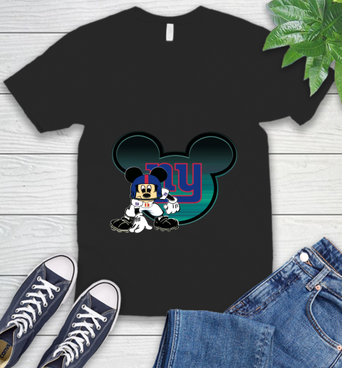 NFL New York Giants Mickey Mouse Disney Football T Shirt V-Neck T-Shirt 2
