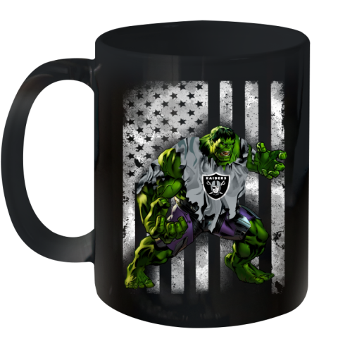 Oakland Raiders Hulk Marvel Avengers NFL Football American Flag Ceramic Mug 11oz