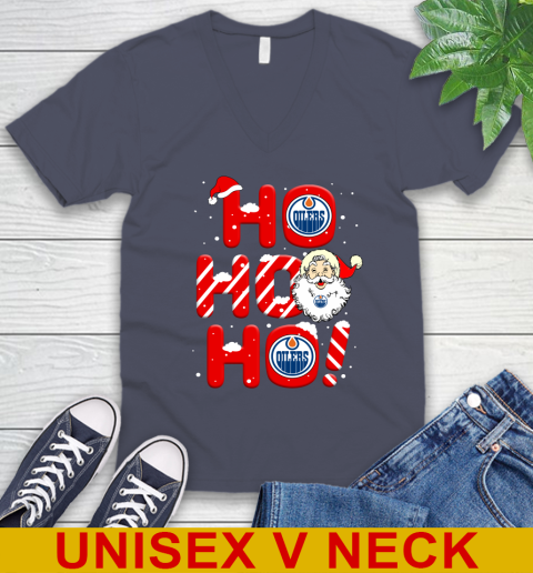 Edmonton Oilers NHL Hockey Ho Ho Ho Santa Claus Merry Christmas Shirt V-Neck T-Shirt 7