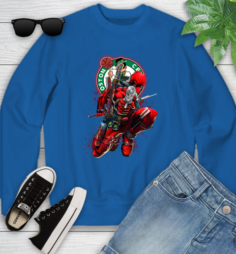 NBA Deadpool Marvel Comics Sports Basketball Boston Celtics Youth Sweatshirt 8