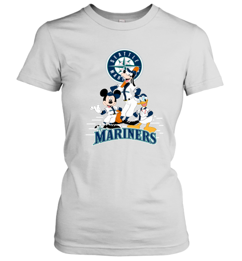 Seattle Mariners Mickey Donald And Goofy Baseball Women's T-Shirt