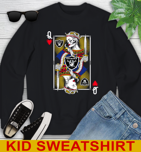 NFL Football Oakland Raiders The Queen Of Hearts Card Shirt Youth Sweatshirt