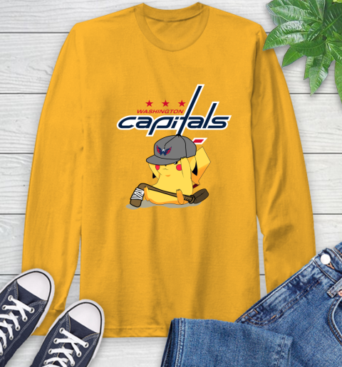 NHL Pikachu Hockey Sports Washington Capitals Long Sleeve T-Shirt 3