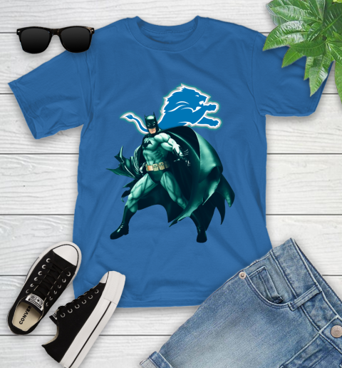 NFL Batman Football Sports Detroit Lions Youth T-Shirt 9