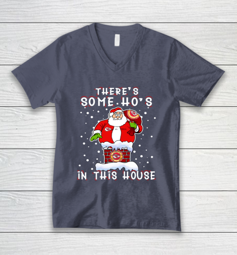 Kansas City Chiefs Christmas There Is Some Hos In This House Santa Stuck In The Chimney NFL V-Neck T-Shirt 8 Kansas City Chiefs Christmas There Is Some Hos In This House Santa Stuck In The Chimney NFL V-Neck T-Shirt - Image 8