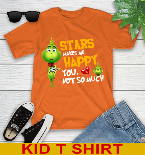 NHL Dallas Stars Makes Me Happy You Not So Much Grinch Hockey Sports Youth T-Shirt 8