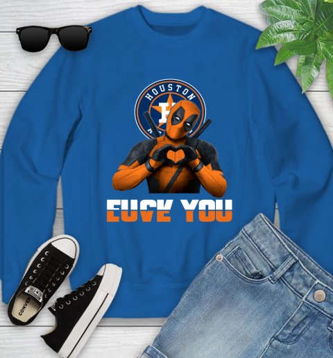 MLB Houston Astros Deadpool Love You Fuck You Baseball Sports Youth Sweatshirt 7