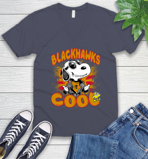 NHL Hockey Chicago Blackhawks Cool Snoopy Shirt V-Neck T-Shirt 7