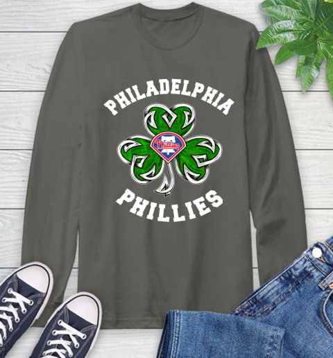 MLB Philadelphia Phillies Three Leaf Clover St Patrick's Day Baseball Sports Long Sleeve T-Shirt 9