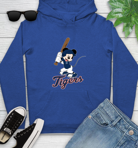 MLB Baseball Detroit Tigers Cheerful Mickey Mouse Shirt Youth Hoodie 9