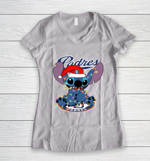 San Diego Padres MLB noel stitch Baseball Christmas Women's V-Neck T-Shirt
