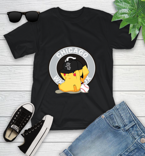 MLB Pikachu Baseball Sports Chicago White Sox Youth T-Shirt 2